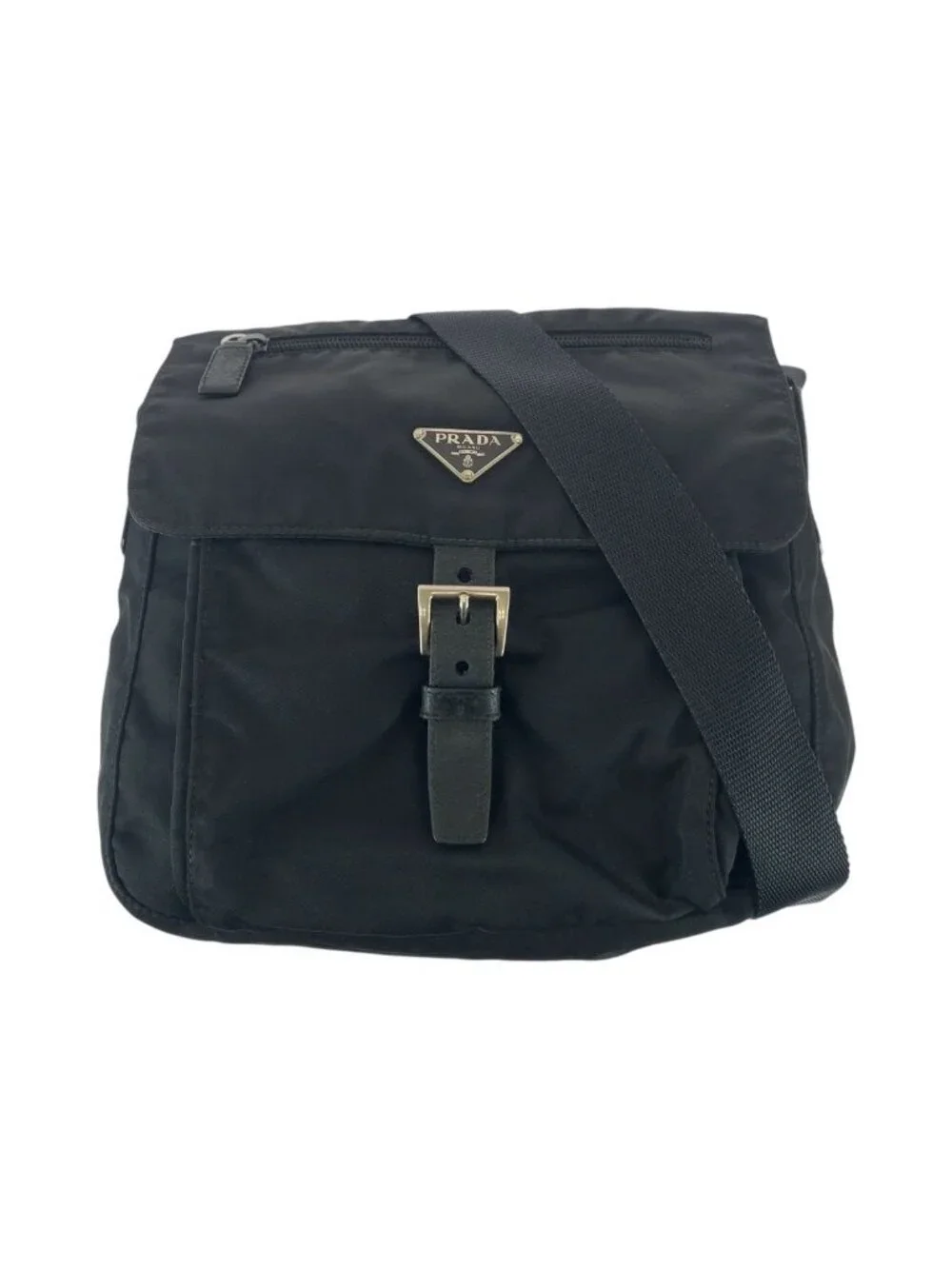 Prada Tessuto Black Silver Nylon Shoulder Bag Pochette